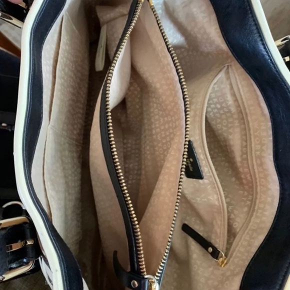 KateSpade NewYork Black/Creme StripedLeather Purse - Picture 11 of 14